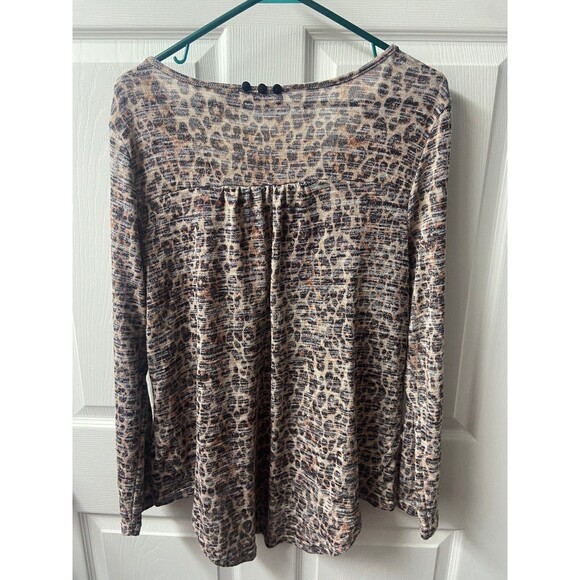 New Directions V Neck Stretch Top Womens Large Tiger Print Long Sleeved - Picture 4 of 4